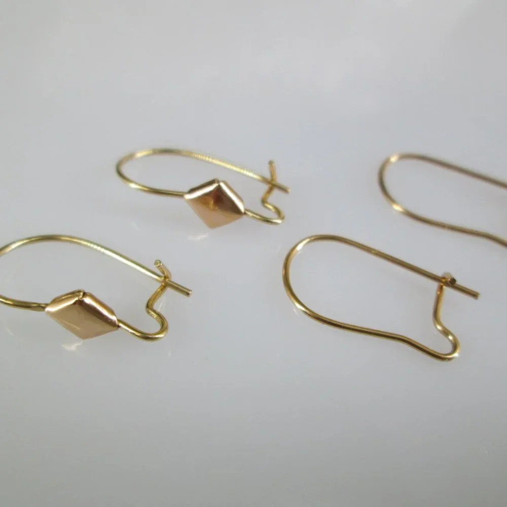 SOLID 14kt.Gold Ear Wires>14kt.Gold Kidney Shape Ear Wires,Decorative Ear wires - Picture 3 of 8